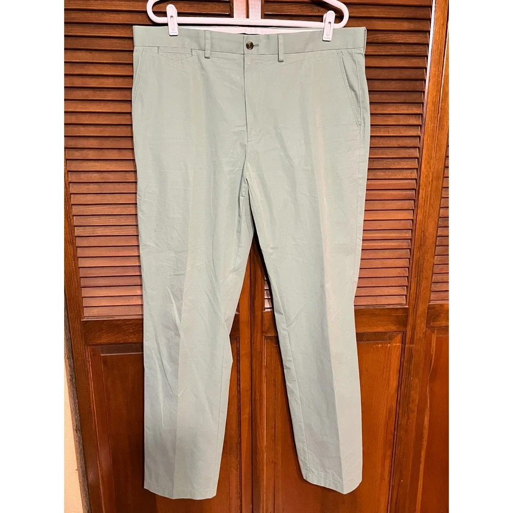 TAILORBYRD COLLECTION Mens 38x33 Green Flat Front Chino Pants Casual Golf - Picture 1 of 7